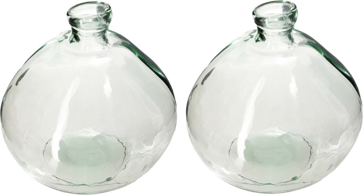 Atmosphera bloemenvaas - 2x - Genua - Organische bol fles vorm - glas - H22 x D21 cm Transparant