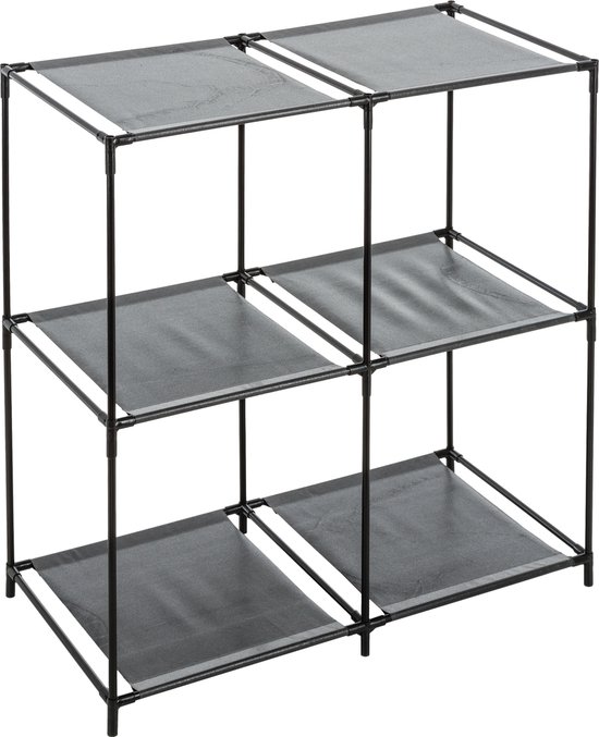 5Five Opbergrek 2-laags - metaal - kunststof - zwart - 67 x 68 cm - voor opbergmanden