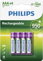 Rechargeables Battery AAA, 950mAh Nickel-Metal Hydride 4-blister