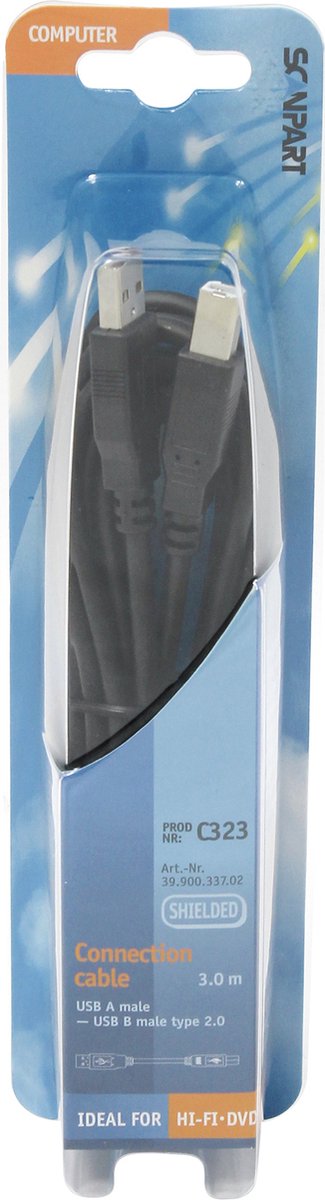 Bandridge - USB 2.0 A-B Kabel - Grijs - 3 meter