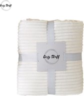 Cosy Stuff - Fleece deken - fleece plaid - wit - 150x200 cm - luxe woonplaid - warm - rib design - zachte deken