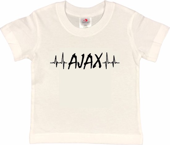 Amsterdam Kinder t-shirt | AJAX hartslag | Verjaardagkado | verjaardag kado | grappig | jarig | Amsterdam | Ajax | cadeau | Cadeau | Wit/zwart | Maat 122/128