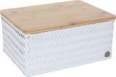 Basket rectangular ice grey large with bamboo cover
