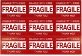 45 étiquettes d'avertissement Fragile Fragile 50 mm x 76,2 mm - Feuille d'autocollants de Transports en mouvement - Manipuler avec précaution - Merci