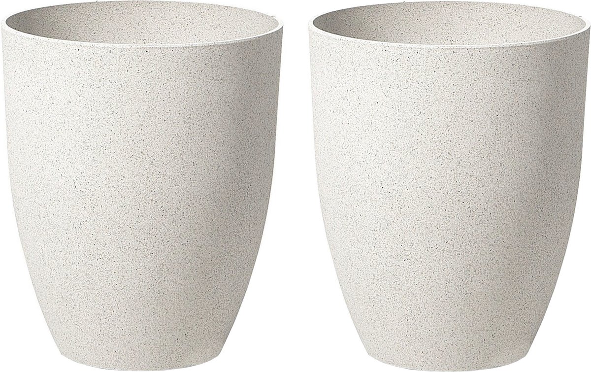 BELIANI CROTON - Bloempot set van 2 - Gebroken wit - 35 cm - Stenenmix