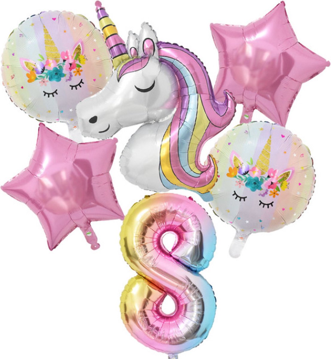 Unicorn ballon set - 110x78cm - Folie Ballon - Eenhoorn - Themafeest - 8 jaar - Verjaardag - Ballonnen - Versiering - Helium ballon