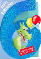 Depesche - Kinderkaart met de tekst "6 - Happy Birthday vandaag word je al 6!" - mot. 012