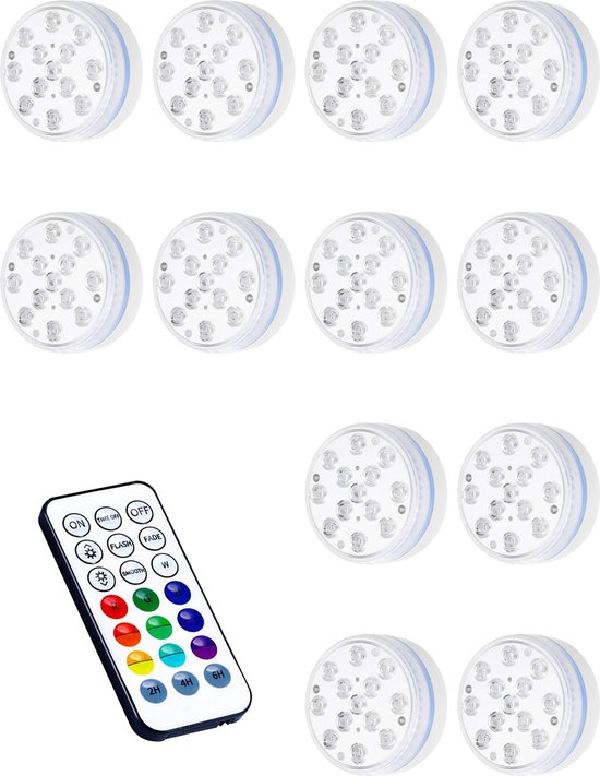 Zwembad Verlichting – Onderwater Lamp – 16 Kleuren - Inc. Afstandsbediening - 12 Stuks