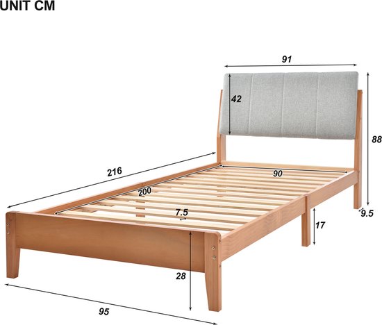 Gestoffeerd bed, golvend koord hoofdbord, met multi-color veranderende