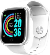 Tijdspeeltgeenrol smartwatch DY20 wit - unisex- Android/iOS- Stappenteller - Hartslagmeter -Bloeddrukmeter - Bluetooth - Waterdicht-Fitness