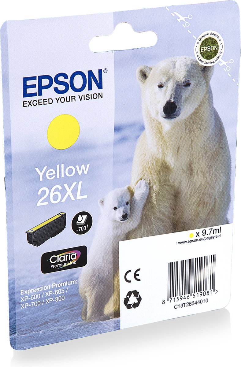 Epson 26XL (T2634) - Inktcartridge / Geel