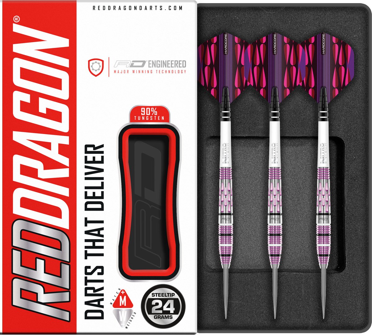 RED DRAGON - Artura Shocking Pink: Steeltip Tungsten Dartpijlen Professioneel - 24 gram