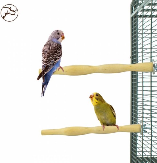 3 grote sierlijke houten zitstokken voor vogelkooi - natuurlijk speelgoed voor parkieten, papegaai