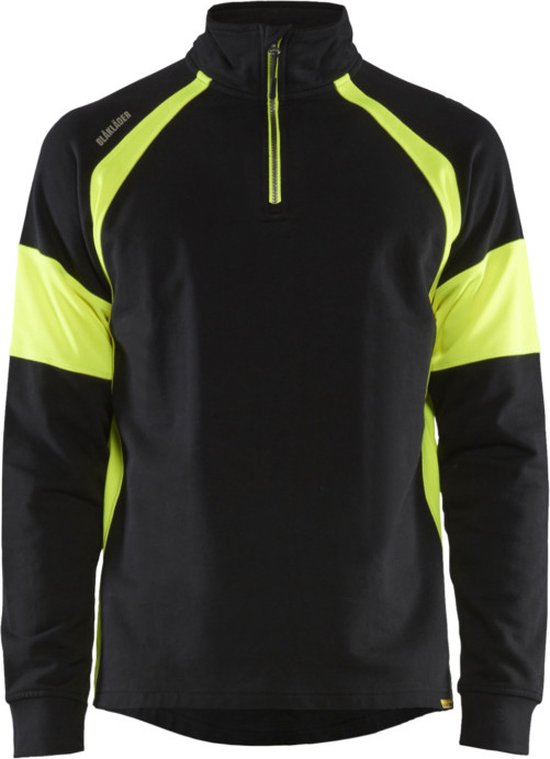 Sweat Blaklader avec zones haute visibilité 3550-1158 - Zwart/Jaune haute visibilité - XL