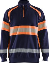 Blaklader 3553-1158 Pull Haute Visibilité - Bleu Marine / Oranje - XS