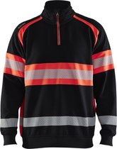 Blaklader 3553-1158 High vis Sweater - Zwart/High Vis Rood - S