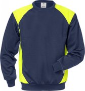 Fristads Sweatshirt 7148 Shv - Marineblauw/hi-vis geel - 4XL