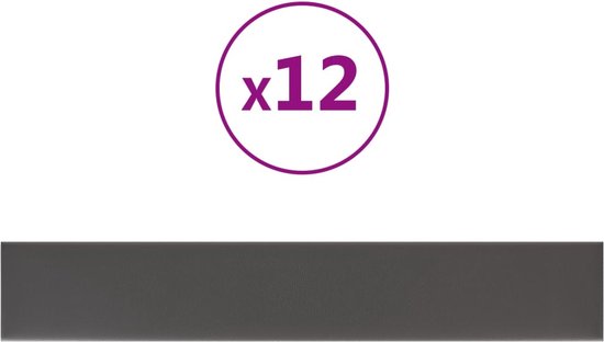 vidaXL - Wandpanelen - 12 - st - 1,62 - m² - 90x15 - cm - kunstleer - grijs