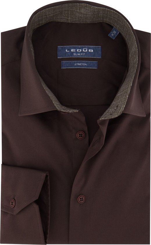 Ledub business overhemd bruin