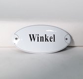 Emaille deurbordje wandbord Winkel - 10 x 5 cm Ovaal NS-10