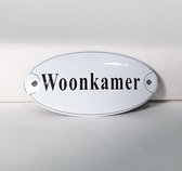 Emaille deurbordje wandbord Woonkamer - 10 x 5 cm Ovaal NS-10