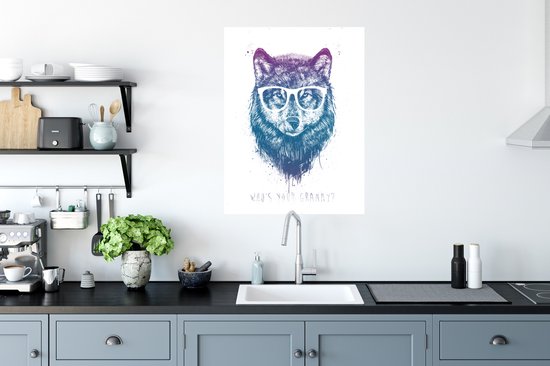 Stickers muraux - Film autocollant - Loup - Lunettes - Citation - Animaux - 60x80 cm - Film adhésif - Stickers muraux Chambre d'enfant - Papier peint autocollant - Papier peint autocollant - Film autocollant
