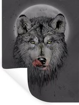 Stickers muraux - Sticker Foil - Loup - Lune - Animaux - Foncé - 60x80 cm - Film Adhésif - Stickers muraux Chambre Enfant - Papier Peint Auto Adhésif