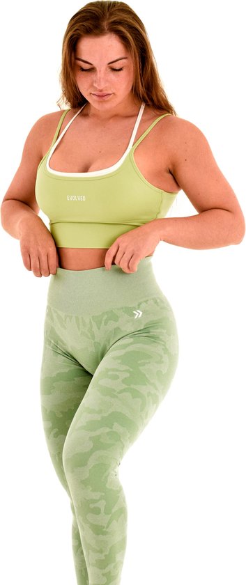 Camo sportlegging dames - squat proof, stylish camouflage & high waist -  pastel groen