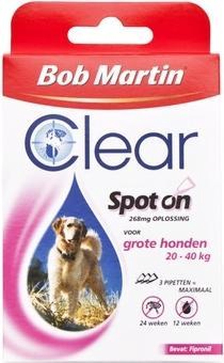 Bob Martin Spot On Für Große Hunde Bob Martin Clear Spot On Hond Medium - 3 PIPET | bol.com