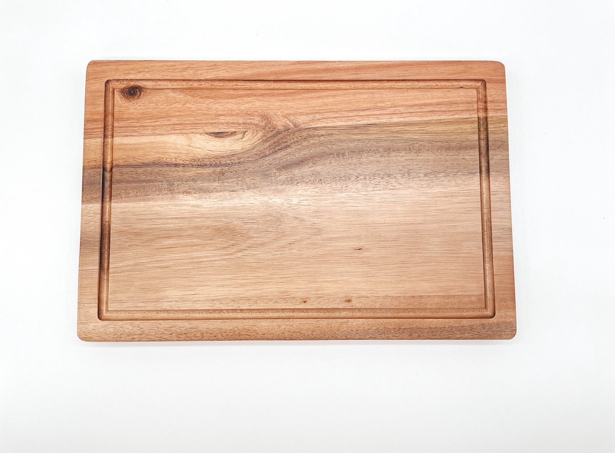 Kook Meesters - Snijplank - Acacia hout - Snijplank hout - Sapgeul - 38 x 25 x 2.5 cm