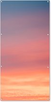 Wanddecoratie buiten Zon - Lucht - Wolken - Roze - 80x160 cm - Tuindoek - Buitenposter