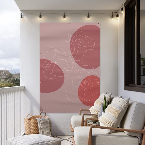 Décoration murale Roses - Rouge - Fleurs - Abstrait - 120x180 cm - Affiche de jardin - Toile de jardin - Affiche d'extérieur