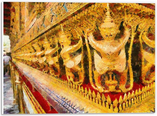 PVC Schuimplaat- Schilderij van Beelden in de Tempel van de Smaragdgroene Boeddha in Bangkok, Thailand - 40x30 cm Foto op PVC Schuimplaat