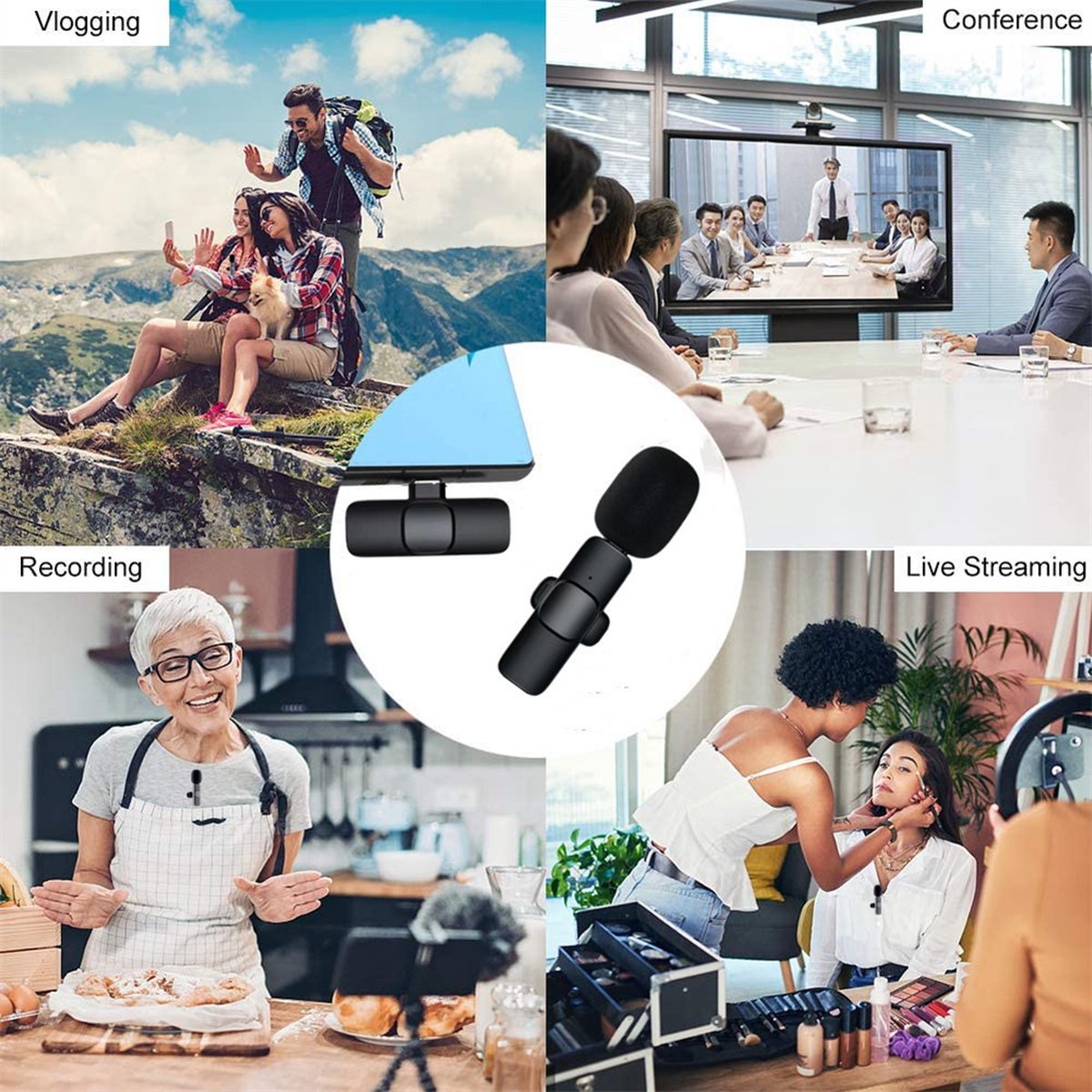 Repus - Mini microphone cravate sans fil - Plug & Play - Enregistrement -  Livestream 