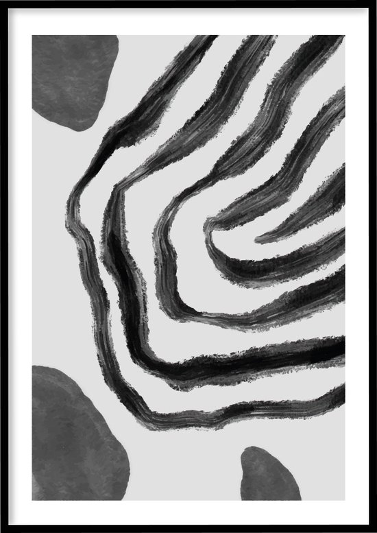 Poster Abstract Stones And Lines - 30x40 cm - Abstracte poster - Exclusief fotolijst – WALLLL