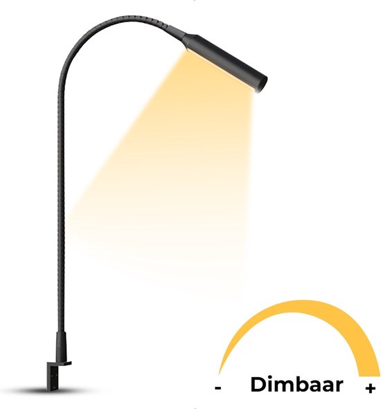 B-care Leeslamp Met Dimfunctie - 1 Stuk - Voor Bureau en Bed - Leeslamp Voor Boek - Leeslamp Bed - Leeslampje Met Klem - Aluminium - Bureau Lamp - Klemlamp - Wandlamp - Tafellamp - Mat Zwart