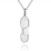 Bergkristal dames ketting - Bredoo Edelsteen Hanger - Crystal wrapped - Minimalistische Bohemian stijl - Dubbeleinder - Edelstenen en mineralen