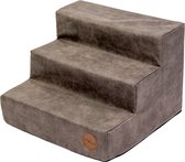 Jack and Vanilla CLASSY - Pet Stairs - Huisdierentrap - Hondentrap van Kunstleer - Kleur: Stone - Afmetingen: 45x60x40cm