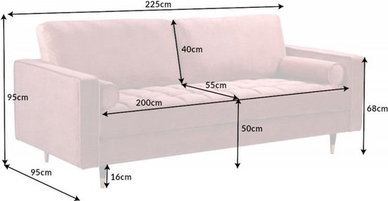 Foto: Design 3 zits loungebank cosy velvet 220cm oudroze fluwelen veerkern 41071