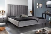 Lit Cosmopolite Gris Argent 160x200cm Velours - 40558