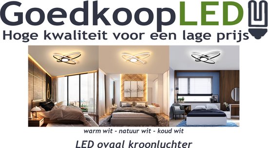 LED ovaal kroonluchter 65w 3 in 1 kleur