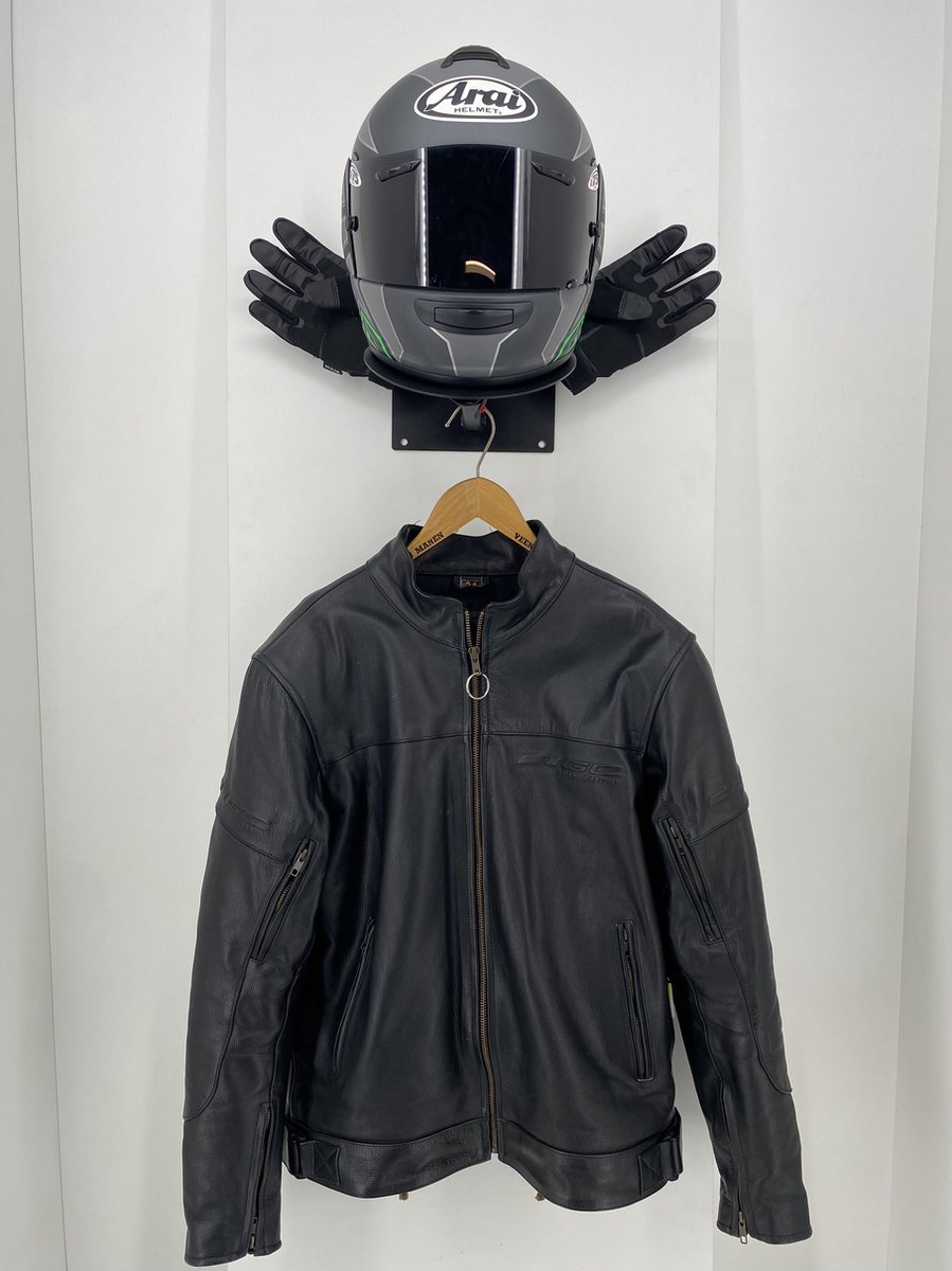 Helmhouder de Luxe - zwart - voor helm - kleding - en handschoenen - incl. montagemateriaal - Vaderdagtip - cadeau voor Vaderdag