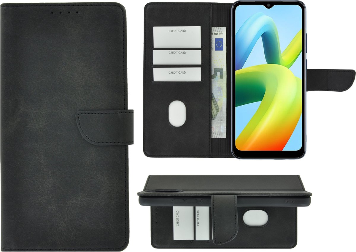 MoDo hoesje Geschikt voor Xiaomi Redmi A1/ Redmi A2 - Kunstleer Book Case - Zwart