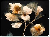 Tuinposter - Tuindoek - Tuinposters buiten - Bloemen - Zwart - Planten - Vintage - 120x90 cm - Tuin
