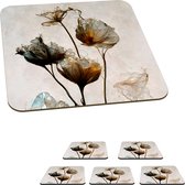 Onderzetters voor glazen - Vintage - Bloemen - Planten - Abstract - 10x10 cm - Glasonderzetters - 6 stuks