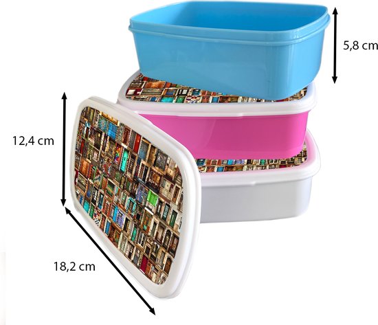 Boîte à pain Wit - Lunch box - Boîte à pain - Portes - Coloré - Collage - Architecture - 18x12x6 cm - Adultes