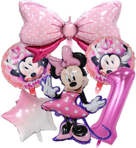 Minnie Mouse Ballonnen Set - Leeftijd: 1 Jaar - Roze Ballonnen - Kinderverjaardag - Feestversiering - Verjaardag Versiering - Mickey & Minnie Mouse - Disney Kinderfeestje - Feestpakket - Roze Verjaardag Ballonnen - MinnieMouse Ballonnen - Roze Ballon