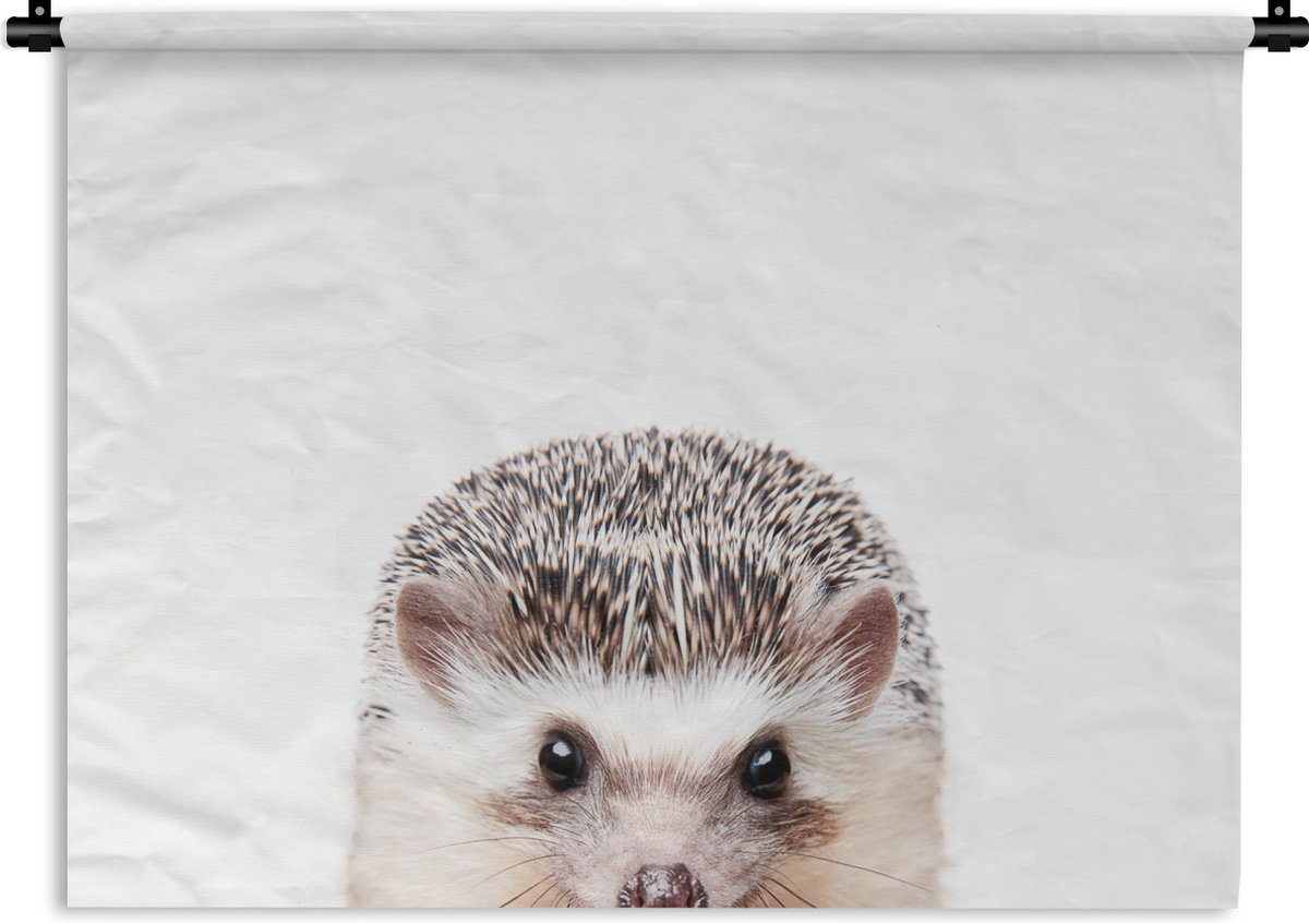 Wandkleed - Wanddoek - Egel - Dieren - Natuur - Wit - 150x112 cm - Wandtapijt