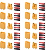 XT30 Batterijconnectoren Set | 10 Paar Mannelijke en Vrouwelijke Connectoren | Incl. Krimpkousen | Voor RC Auto/Boot/LiPo-batterijen
