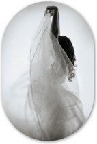 Vrouwen - Jurk - Dansen - Zwart wit Kunststof plaat (3mm dik) - Ovale spiegel vorm op kunststof